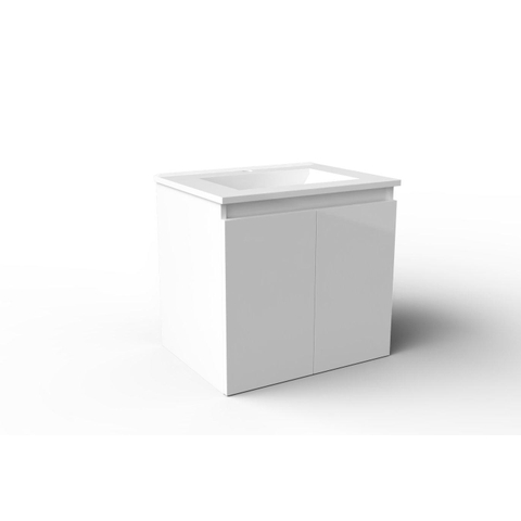 Adema Cadence Ensemble meuble de salle de bains - 60x55x40cm - peu profond - 2 portes - sans poignées - lavabo - 1 trou de robinet - céramique - avec miroir - blanc mat SW1475757