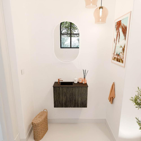 Mondiaz JOYA 60cm meuble de toilette - couleur Shadow - Lavabo FAYE position Gauche 1 trou de robinet couleur Urban. SW1421473
