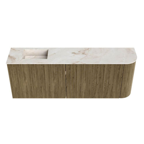 Mondiaz JOYA-DLUX 111.6cm toiletmeubel - ronding rechts kleur Dusk - Wastafel FAYE positie Links 1 kraangat kleur Frappe. SW1423184