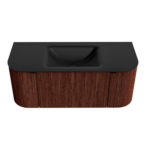 Mondiaz KURVE Badkamermeubelset - 110x46x40cm - 1 lade - 2 deuren - wastafel solid surface - midden - zonder kraangat - Ruby SW1415401