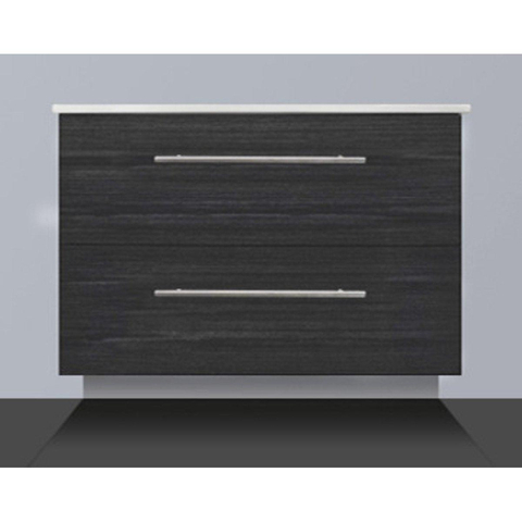 Saniclass Smallline meuble 60x38cm céramique Black Wood 1 trou pour robinetterie SW8911