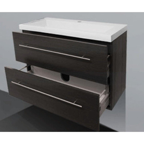 Saniclass XXS meuble 80x38cm polybéton 1 trou pour robinetterie Black Wood SW18159