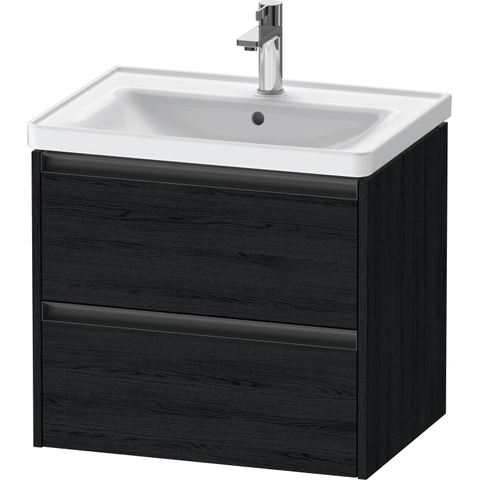Duravit Ketho.2 Wastafelonderbouwkast - met 2 laden - 63.4x45.5x54.9cm - met grepen antraciet - eiken zwart mat SW771828