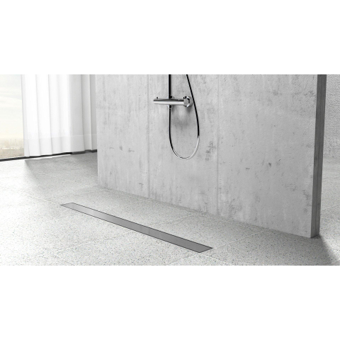 FortiFura Galeria Caniveau de douche 100cm avec grille fermée et bride de sol en acier inoxydable SW716572
