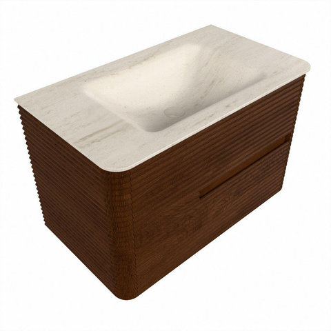 Mondiaz CIRO-DLUX Badkamermeubelset - 80x45x50cm - Solid surface wastafel Meli - 1 wasbak Midden - zonder kraangaten - 2 lades - Ruby SW1531786