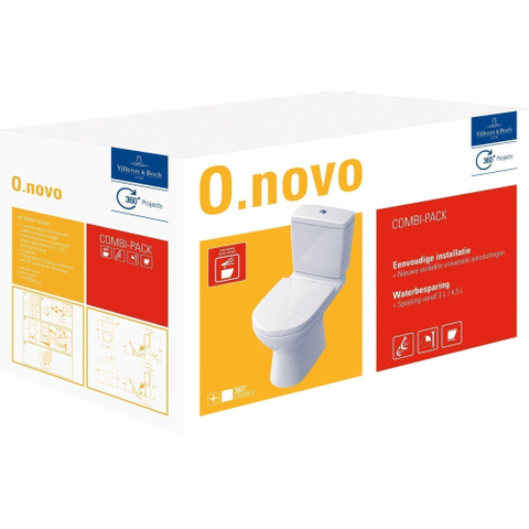 Villeroy & Boch O.novo combipack - met zitting PK CeramicPlus - White Alpine (glans wit) 0124169