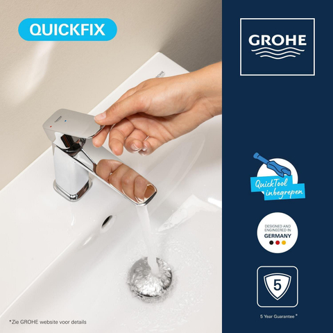 Grohe Dice Mitigeur de lavabo - taille M - montage apparent - démarrage à froid - vidage clic-clac - chrome SW1440567