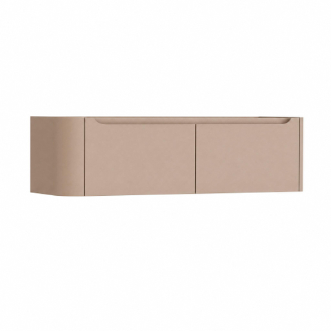 H&R Badmeubelen Juice Wastafelonderkast - 140x45x40cm - linkerhoek afgerond - 2 lades - geïntegreerde greep - peach SW1260189