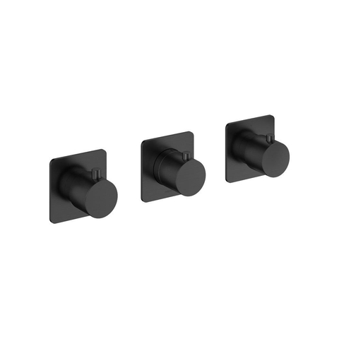 Hotbath Gal Afbouwdeel - voor inbouwdouchethermostaat - met 2 stopkranen Horizontaal/verticaal - PVD - geborsteld gunmetal (antraciet) SW656136