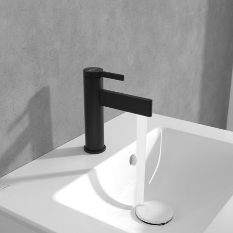 Villeroy & Boch Dawn 1 greeps wastafelkraan - zonder pop up afvoergarnituur - mat zwart SW974113