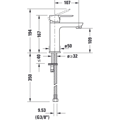 Duravit A.1 1 greeps wastafelmengkraan - 149x43x167mm - hoogglans chroom SW420699
