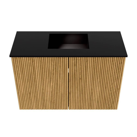 Mondiaz JOYA 60cm meuble de salle de bains WC - couleur Oak - Vasque FAYE position Milieu Sans trou de robinet couleur Urban. SW1421187
