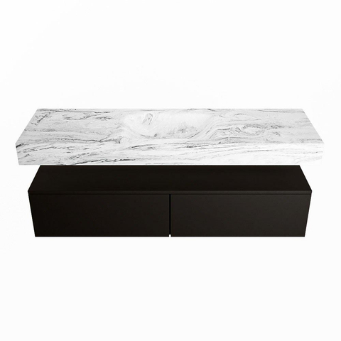 Mondiaz ALAN-DLUX Ensemble de meuble - 150cm - meuble Urban mat - 2 tiroirs - Lavabo Cloud Glace suspendu - vasque Centre - 0 trous de robinet SW805782