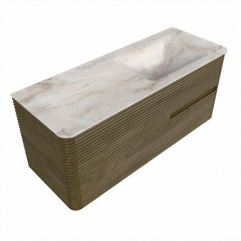 Mondiaz CIRO-DLUX Ensemble de meubles de salle de bains - 120x45x50cm - lavabo en solid surface Frappe - 1 vasque à droite - sans trous de robinet - 2 tiroirs - Dusk SW1532823