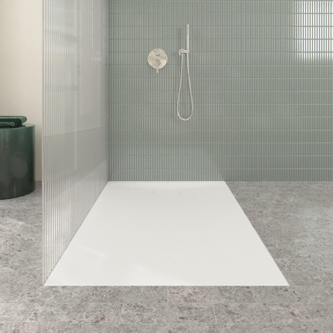 Villeroy & Boch Ecora douchebak - 140x90x3.5cm - afvoer korte zijde - stone white (wit) SW1558909