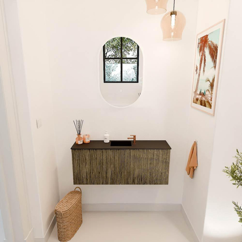 Mondiaz JOYA 100cm meuble de salle de bains - couleur Dusk - Vasque FAYE position Milieu 1 trou de robinet couleur Urban. SW1421680