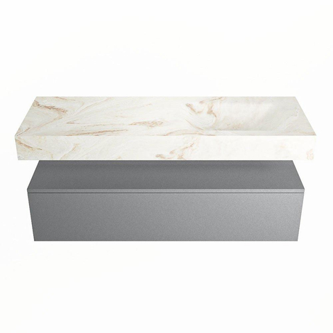 MONDIAZ ALAN - DLUX Badkamermeubelset - 130cm - onderkast - Plata - 1 lade - vrijhangende wastafel - wasbak rechts - 1 kraangat - Frappe SW805177