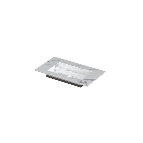 INK Post wastafel - 80x45x1cm - 1 wasbak - 1 kraangat - keramiek Statuario glans SW693217
