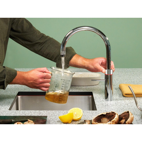 Quooker Fusion Round robinet d'eau bouillante - bec pivotant - réservoir Combi - Eau chaude / bouillante - Chrome SW99175