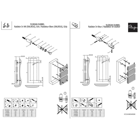 Plieger Florian Nxt designradiator dubbel horizontaal 722x500mm 505W mat wit SHOWROOMMODEL SHOW26884
