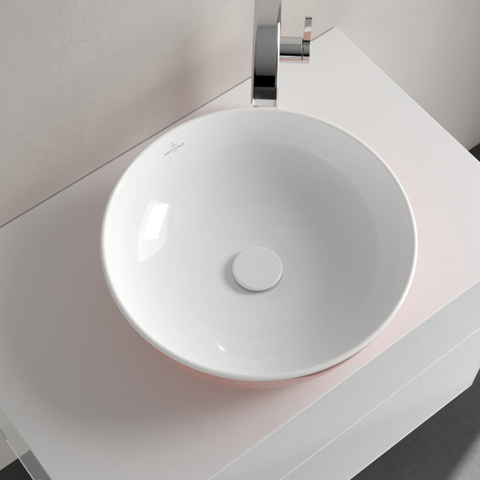 Villeroy & Boch Artis opzetwastafel - 43x43cm - zonder kraangat - zonder overloop CeramicPlus - Powder (glans roze) SW68809