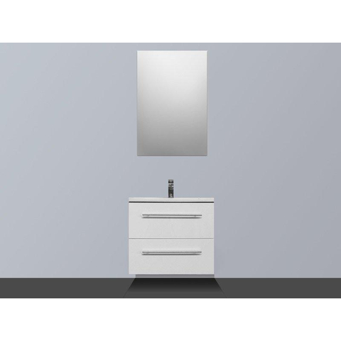 Saniclass Smallline badmeubel met spiegel 60x38cm keramisch hoogglans wit 1 kraangat SW7116