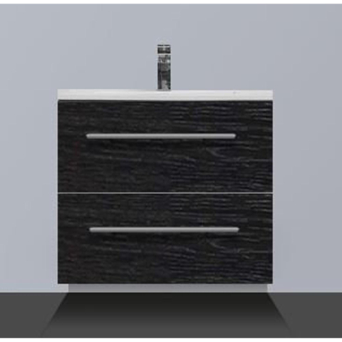 Saniclass Smallline badmeubel 60x38cm keramisch black wood 1 kraangat SW8911