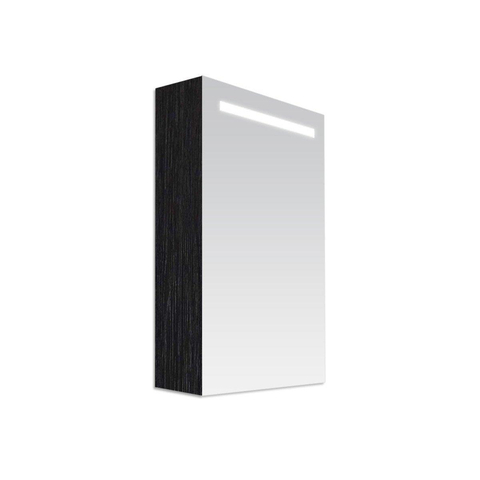 Saniclass Double Face Spiegelkast - 60x70x15cm - verlichting - geintegreerd - 1 rechtsdraaiende spiegeldeur - MFC - black wood SW8562
