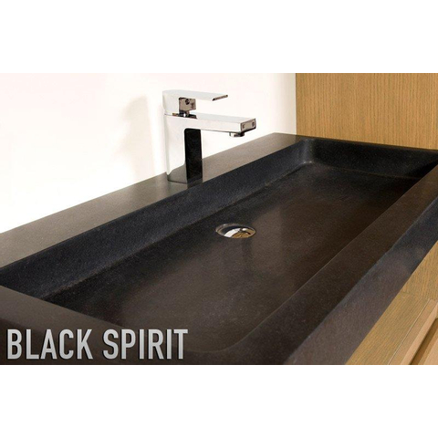 Saniclass black Spirit Meubelwastafel - 120cm - 1 wasbak - zonder krangat - natuursteen - zwart SW8968