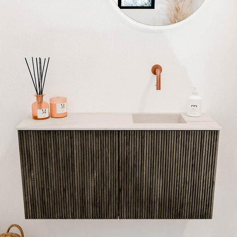 Mondiaz JOYA-DLUX 80cm toiletmeubel - kleur Shadow - Wastafel FAYE positie Rechts Zonder kraangat kleur Meli. SW1424888