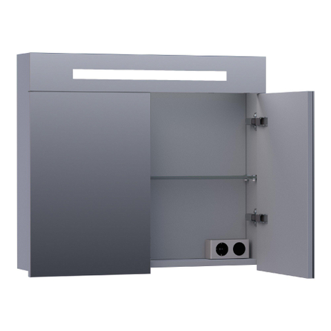 BRAUER Promise armoire de toilette – 80 x 70 x 15 cm – LED directe – Gris mat SW371692