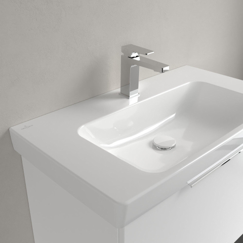 Villeroy & Boch Architectura wastafel - 80x44.5cm - met 1 kraangat - zonder overloop CeramicPlus - White Alpine (glans wit) SW1162358