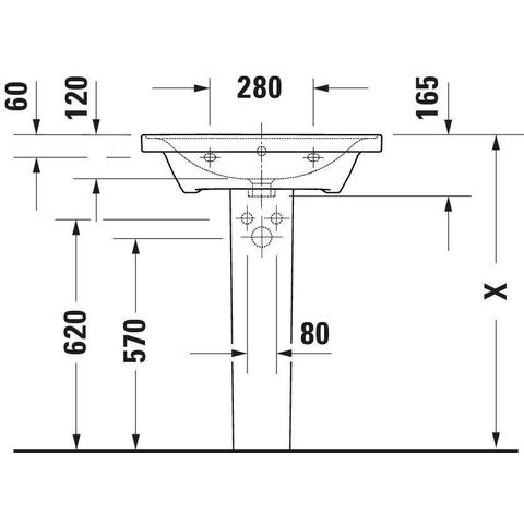Duravit D-neo Wastafel - met waskom midden - zonder kraangat - met overloop - 65x48cm - met wondergliss - wit SW640401