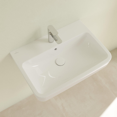 Villeroy & Boch O.novo wastafel - 65x46cm - met kraangat - met overloop CeramicPlus - White Alpine (glans wit) SW448450