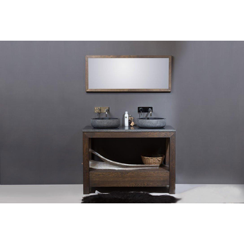 Forzalaqua Verona vasque à poser 40x40x12cm Ronde Pierre naturelle Granit adouci & flammé SW230766