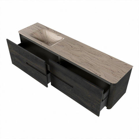 Mondiaz CIRO-DLUX Badkamermeubelset - 190x45x50cm - Solid surface wastafel Arena - 1 wasbak Links - zonder kraangaten - 4 lades - Shadow SW1532373