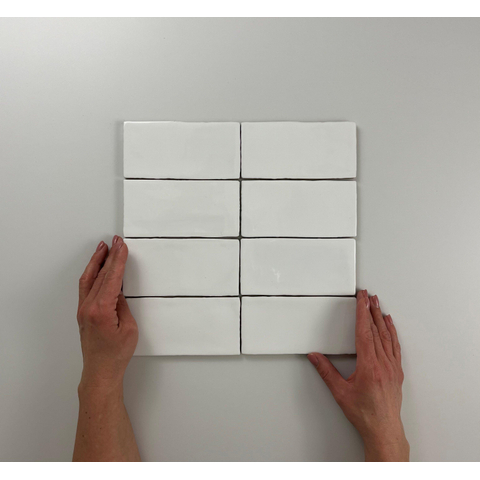 SAMPLE Terravito Galeno wandtegel - 7.5x15cm - 8.5mm - Rechthoek - Wit glans SW736179