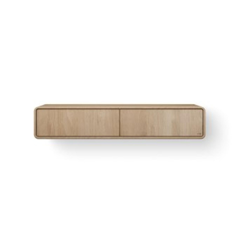 Looox Wooden Rounded – Meuble de salle de bains – 30 × 160 × 46 cm – 2 tiroirs – chêne gris SW1481860