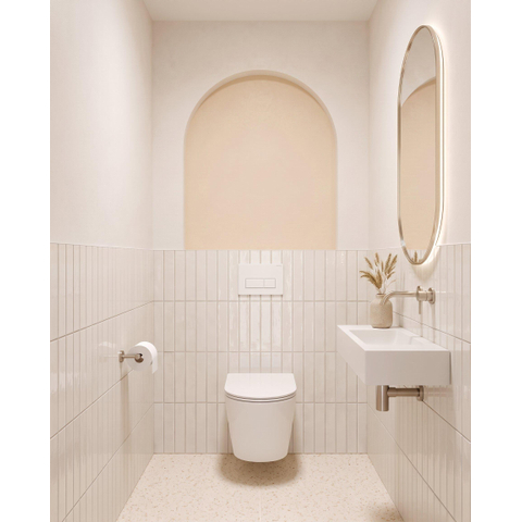 QeramiQ Dely Pack WC - 36.3x51.7cm - à fond creux - sans bride - réservoir WC attenant Geberit UP320 - abattant WC à fermeture douce - plan de couverture blanc mat - boutons rectangulaires - blanc brillant SW1102475