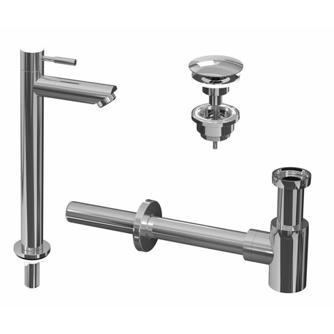 INK 2A Fonteinkraanset - staande Fonteinkraan - hoog - always open - plug en designSifon - Chroom SW450950