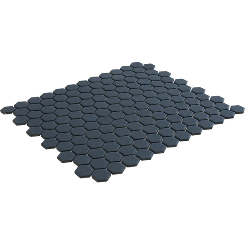 The Mosaic Factory Hexagon mozaïektegel - 26x30cm - wand en vloertegel - Zeshoek/Hexagon - Porselein Navy Blue Mat SW1015070