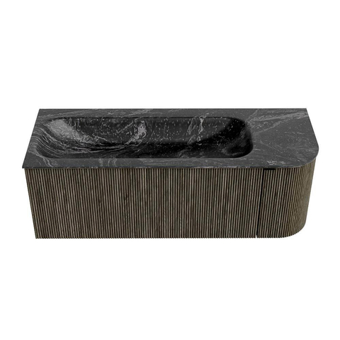 Mondiaz KURVE-DLUX Ensemble de meuble de salle de bains - 125x46x40cm - 1 tiroir - 1 porte - vasque solid surface - gauche - sans trou de robinet - Shadow SW1414661