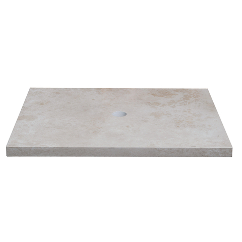 Saniclass Travertine Plan de vasque - 60x46cm - sans trous de robinet - 1 découpe pour siphon - pierre naturelle mouchetée SW1242425