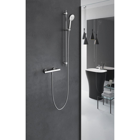 Hotbath Gringo Barre de douche complet avec douchette et flexible chrome SW71804