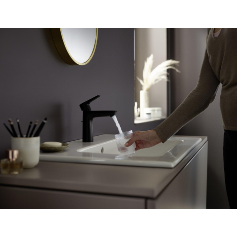 Hansgrohe Talis e Eengreeps wastafelmengkraan - 110 - coolstart - met PopUp - trekwaste - mat zwart SW297298