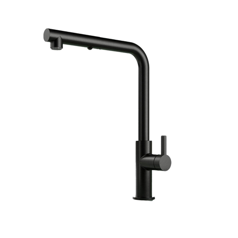 Hotbath Ace Keukenmengkraan - opbouw - draaibare uitloop - handdouche - Duo-spray - PVD - mat zwart SW1119086