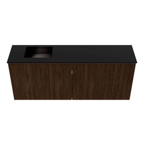 Mondiaz JOYA 100cm toiletmeubel - kleur Walnut - Wastafel FAYE positie Links Zonder kraangat kleur Urban. SW1421384