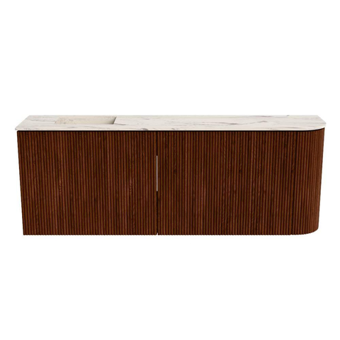 Mondiaz JOYA-DLUX 111.6cm toiletmeubel - ronding rechts kleur Ruby - Wastafel FAYE positie Links Zonder kraangat kleur Nata. SW1425472