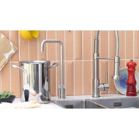 Quooker Nordic Square kokendwaterkraan - draaibare uitloop - Combi reservoir - Warm / kokend water - RVS SW99144