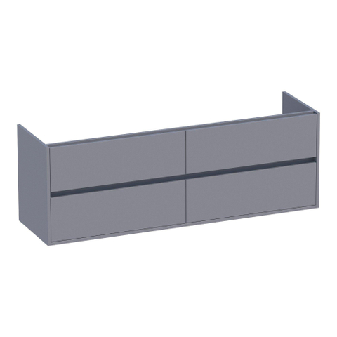 BRAUER Adore Meuble sous-lavabo - 160x46x55cm - 4 tiroirs à fermeture en douceur - sans poignée - 2 découpes pour siphon - gris mat SW1198361